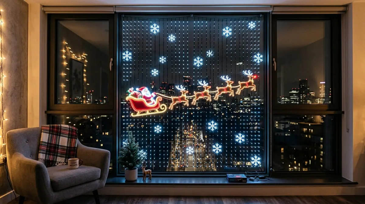 Apartment window with smart lights