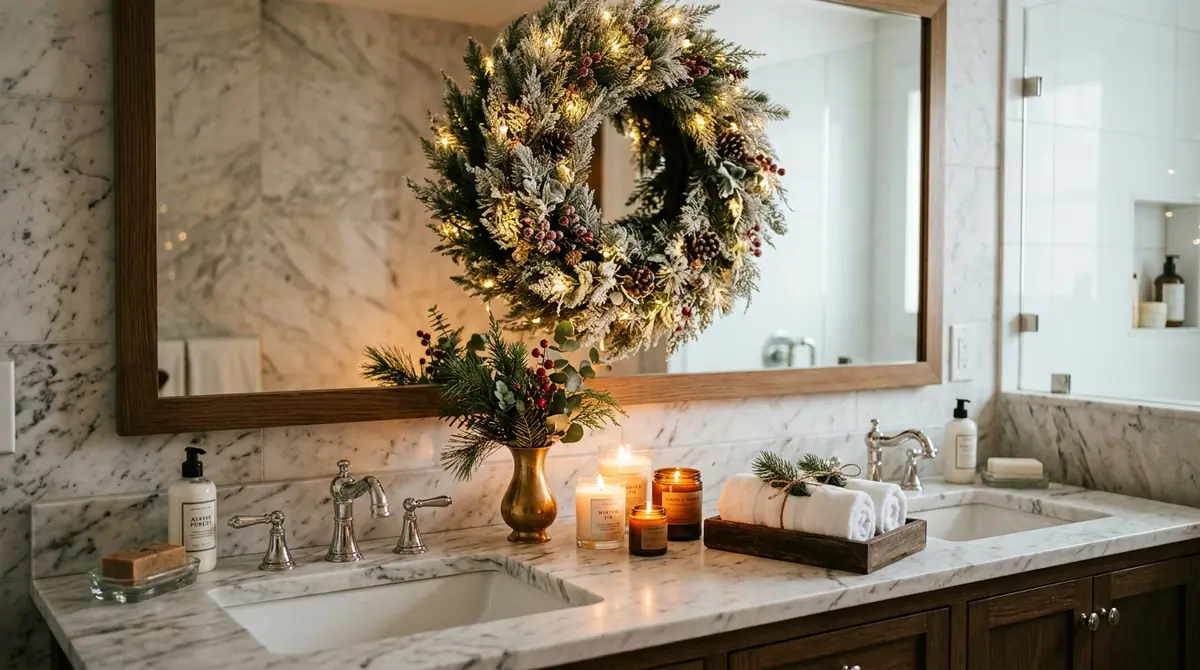 Bathroom vanity decorated for ch