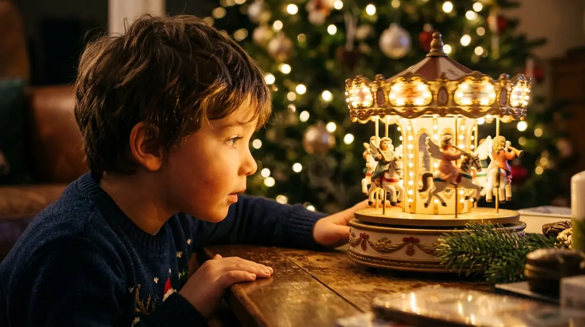 Boy looking at carousel