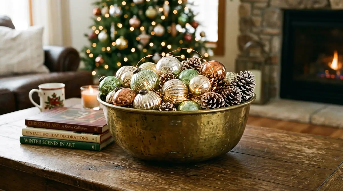 Brass bowl with ornaments and