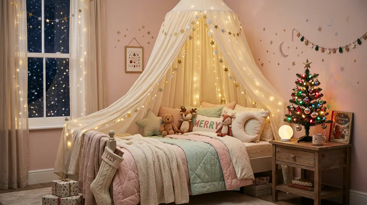 Child bedroom decorated for chri