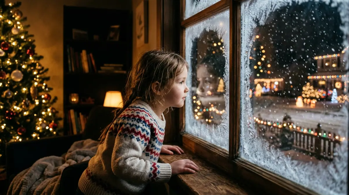Child looking at snow