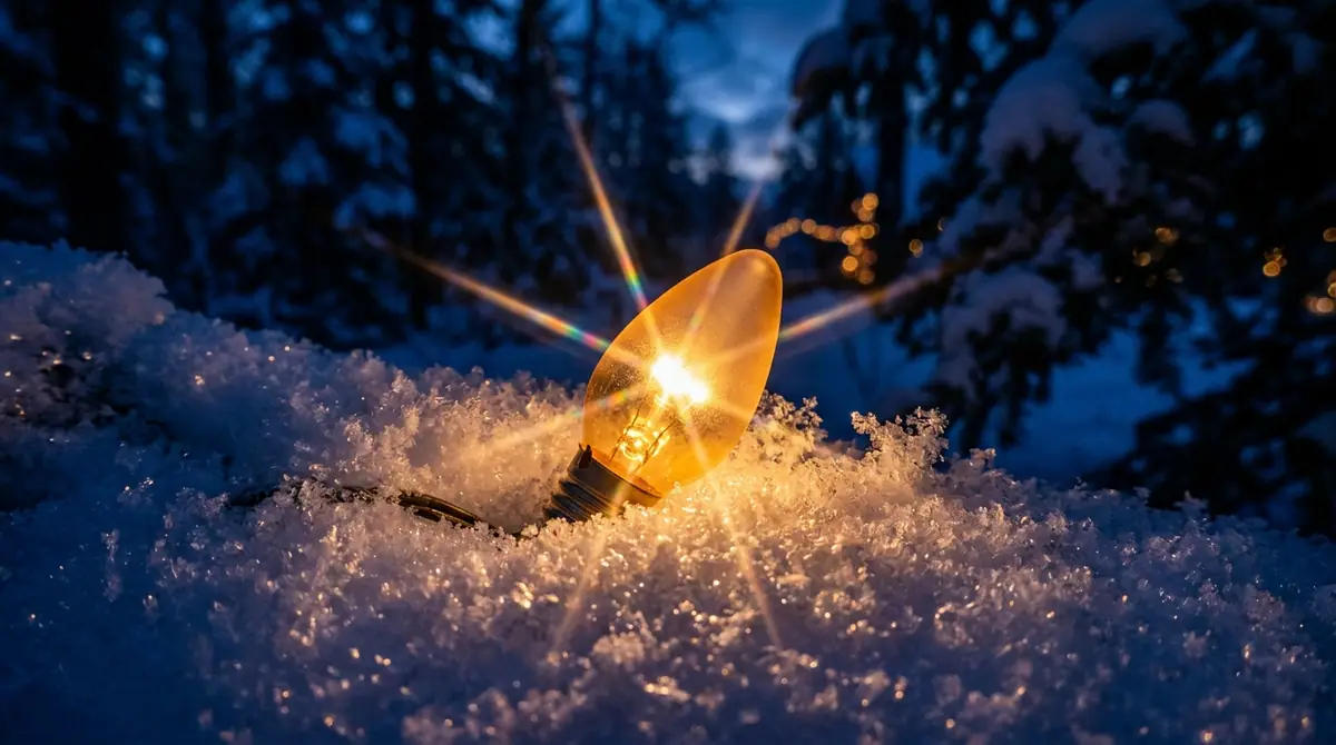 Christmas bulb in snow