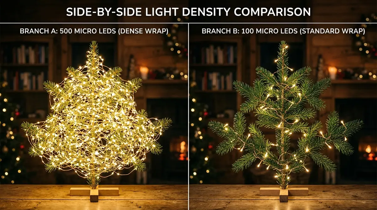 Comparing fairy lights on branches
