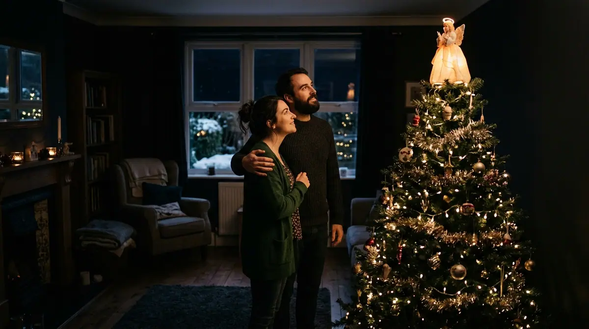Couple admiring christmas tree