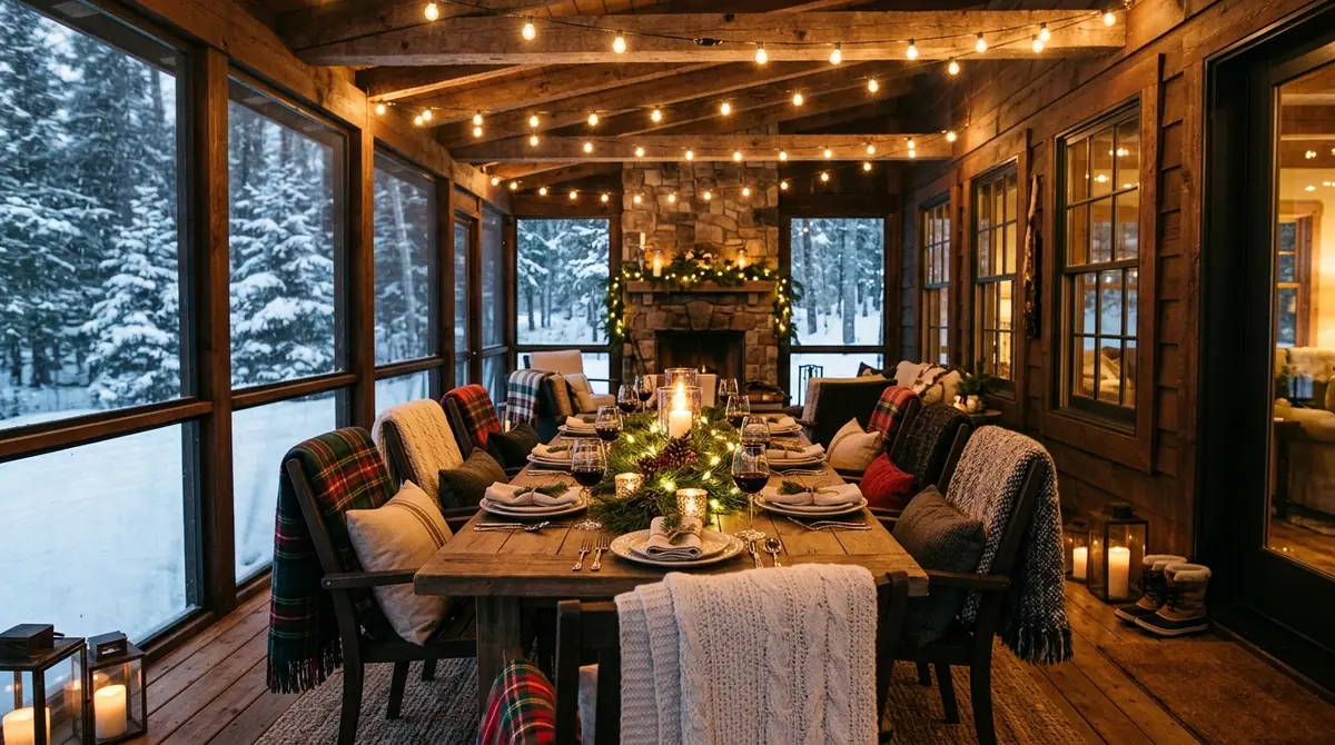 Covered porch set for winter