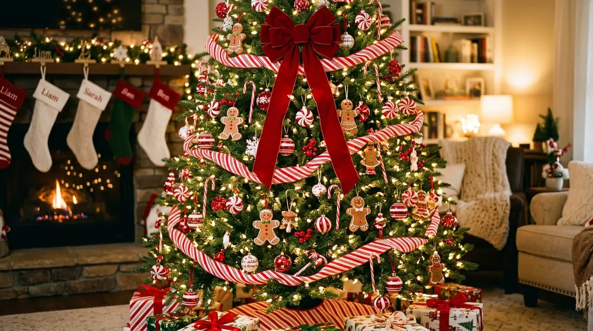 Decorated christmas tree with li