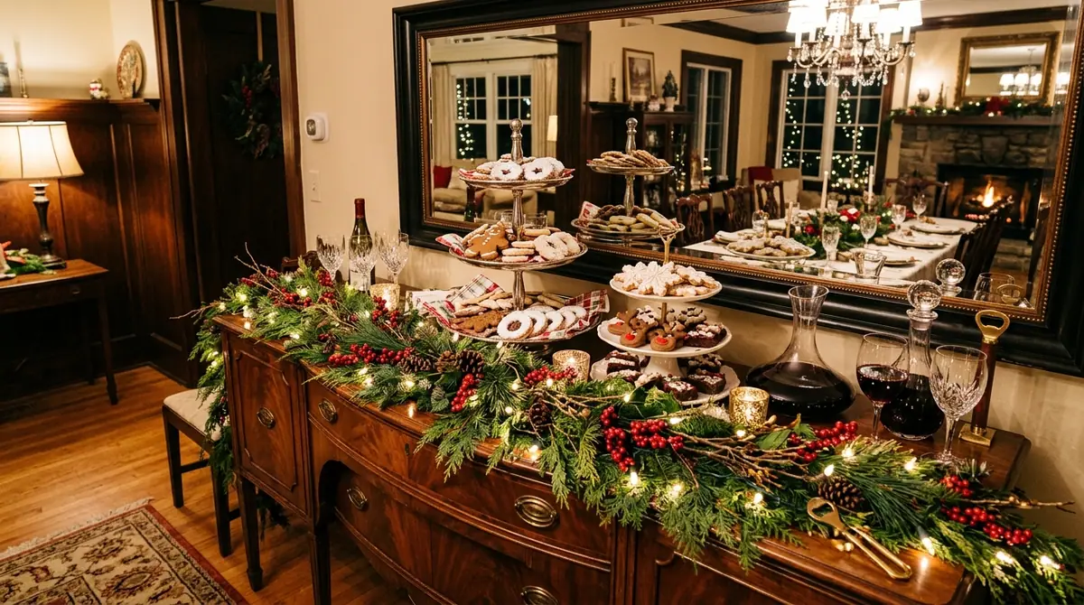 Dining room buffet with holiday