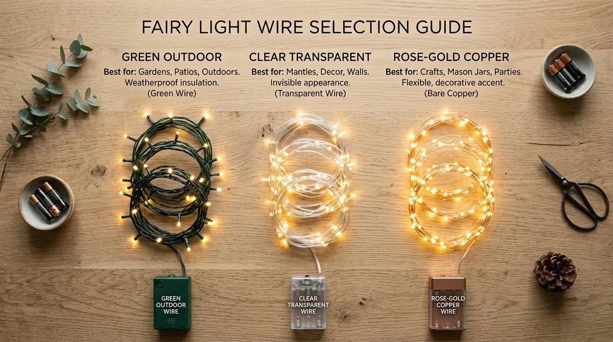 Fairy light strands flatlay sele