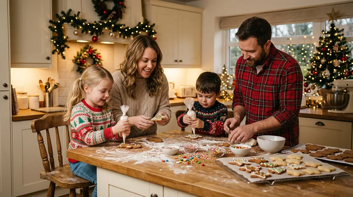 Family decorating gingerbread co
