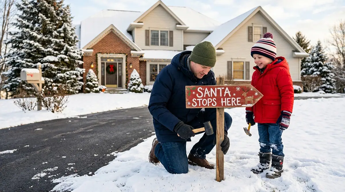 Father and son tapping sign