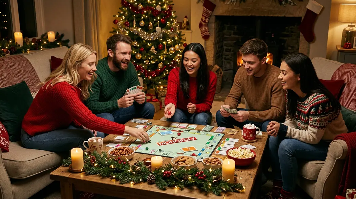 Friends playing board game