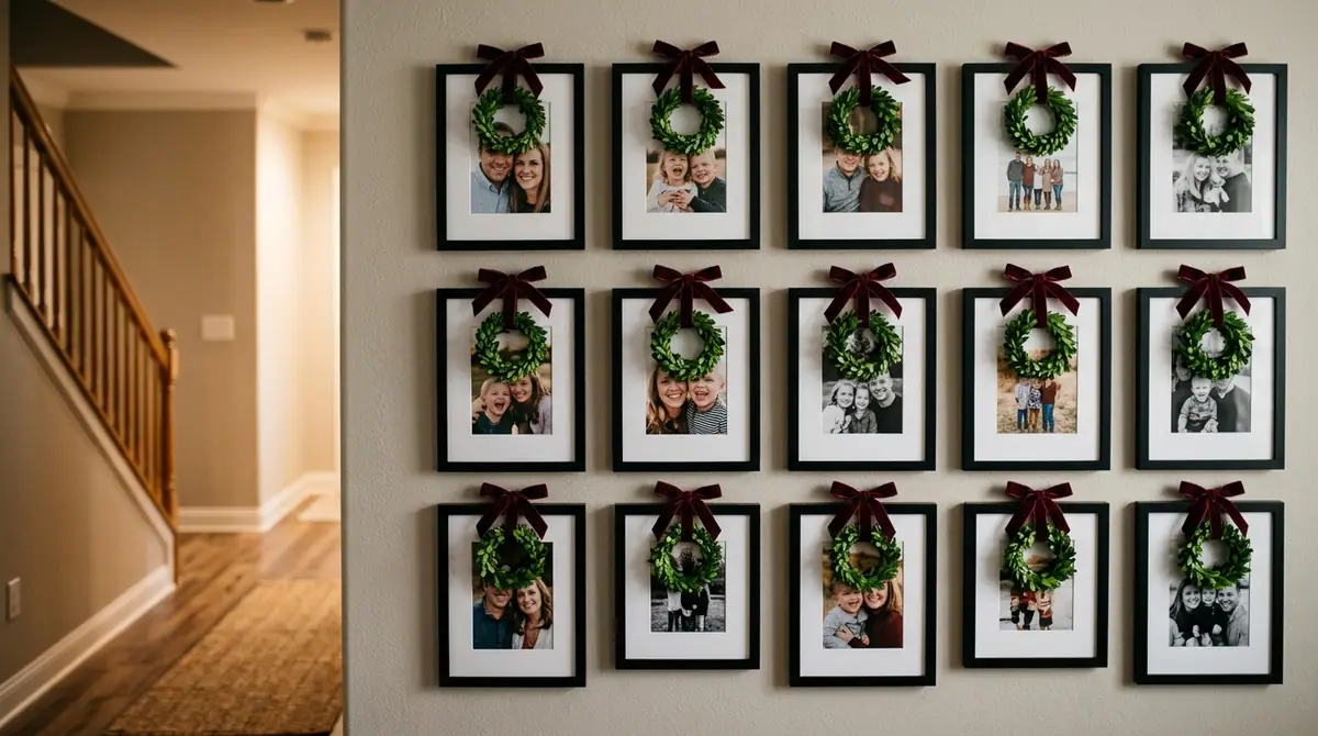 Gallery wall with framed photos
