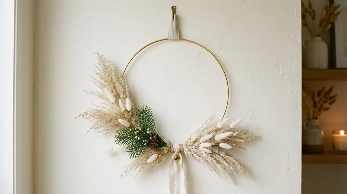 Gold hoop wreath with plants