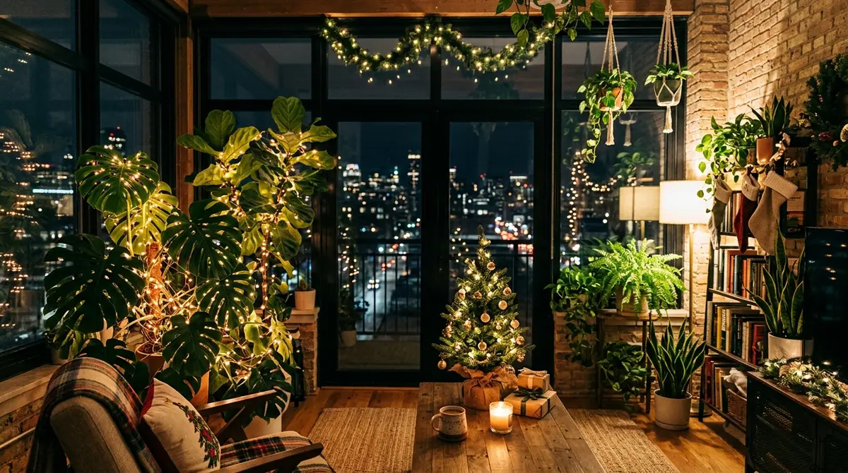 Holiday decorated plant filled s