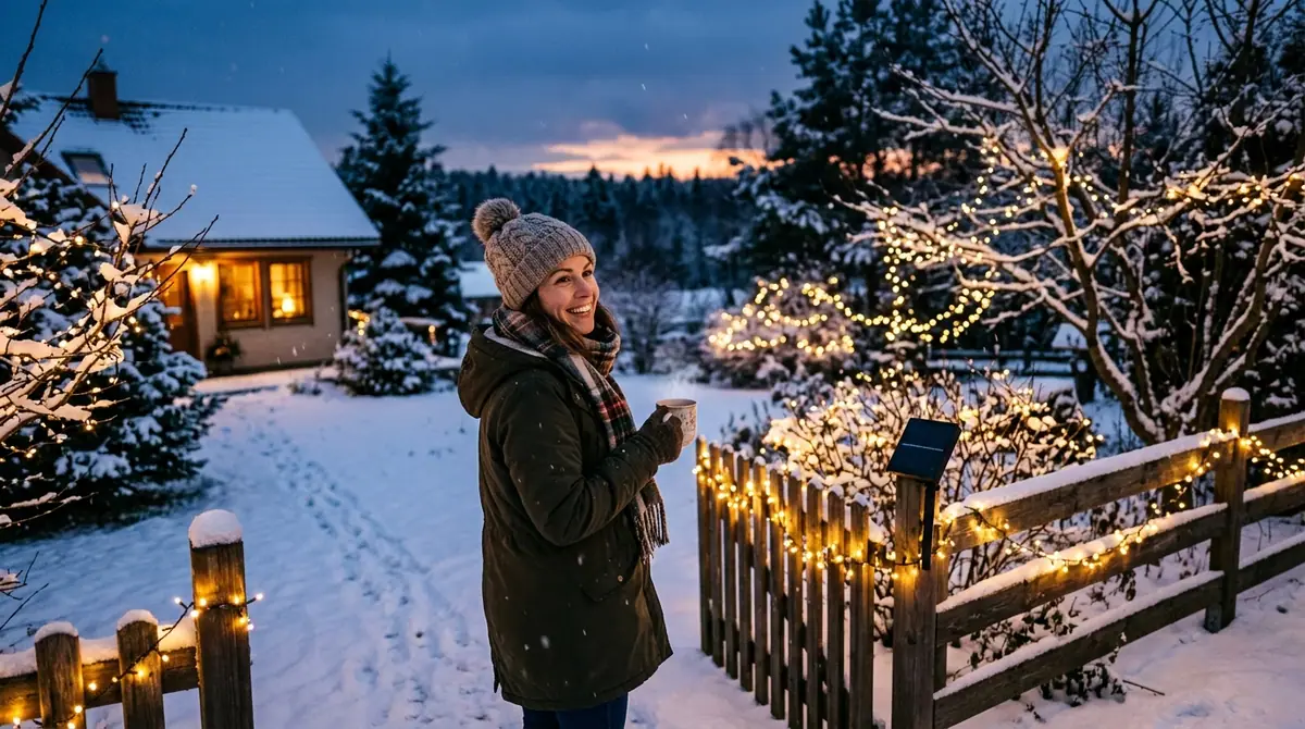 Homeowner watching solar lights