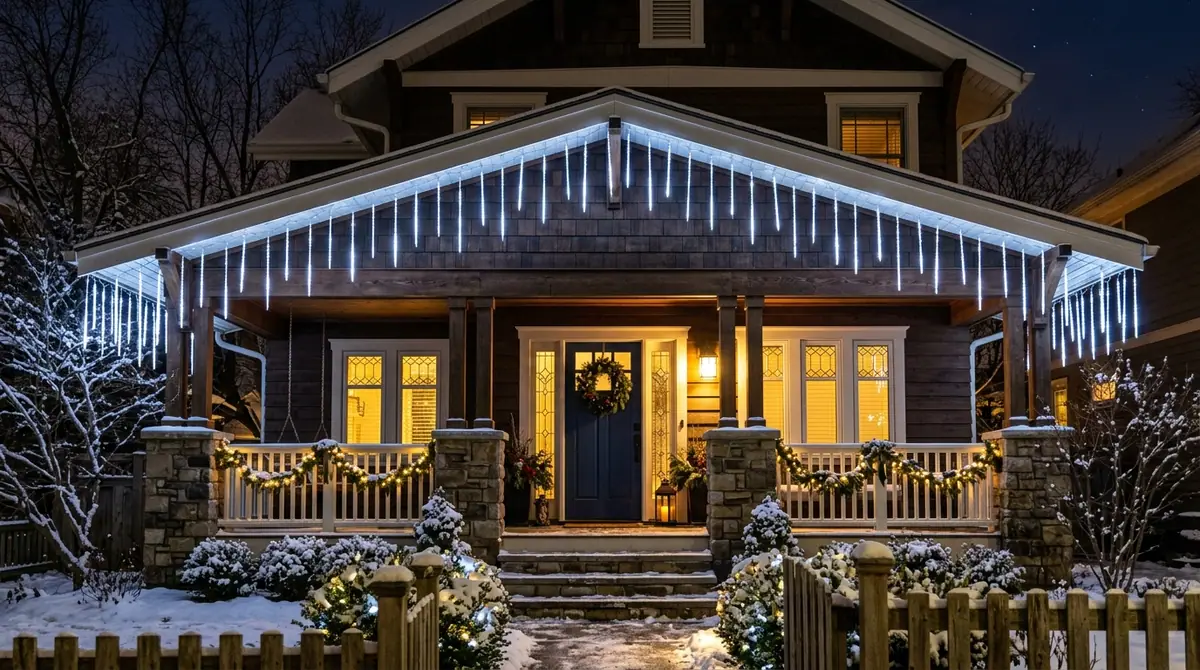 House porch with led lights