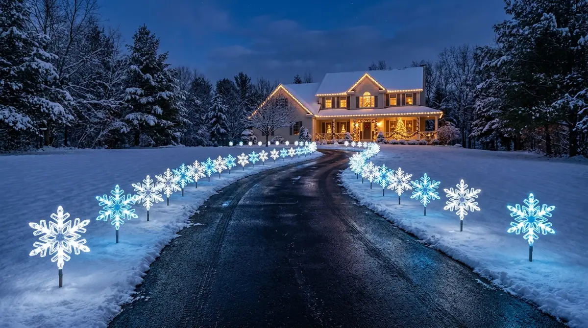 Illuminated snowflake stakes lin