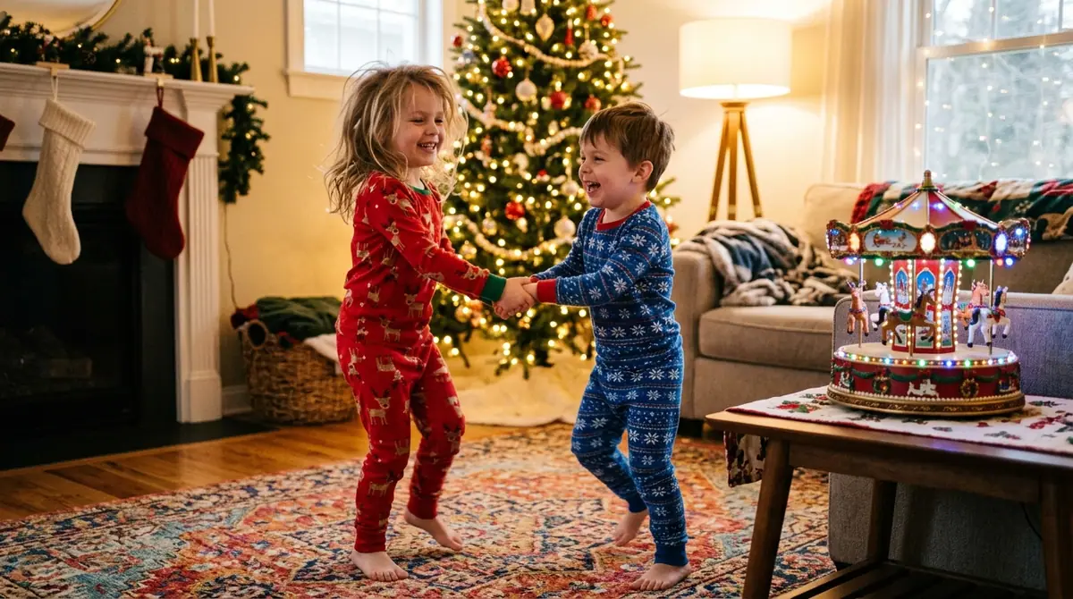 Kids dancing in pajamas