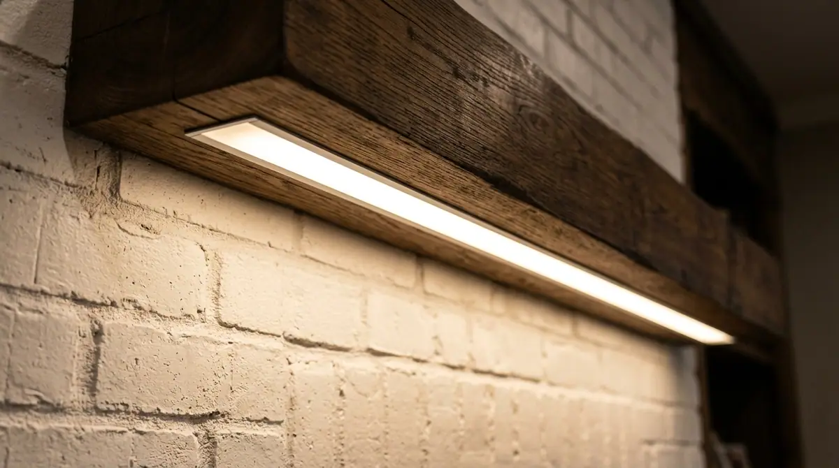 Led strip under fireplace mantel