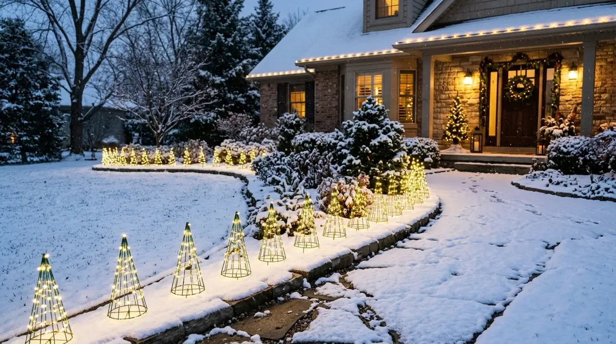 Led tree stakes lighting lawn