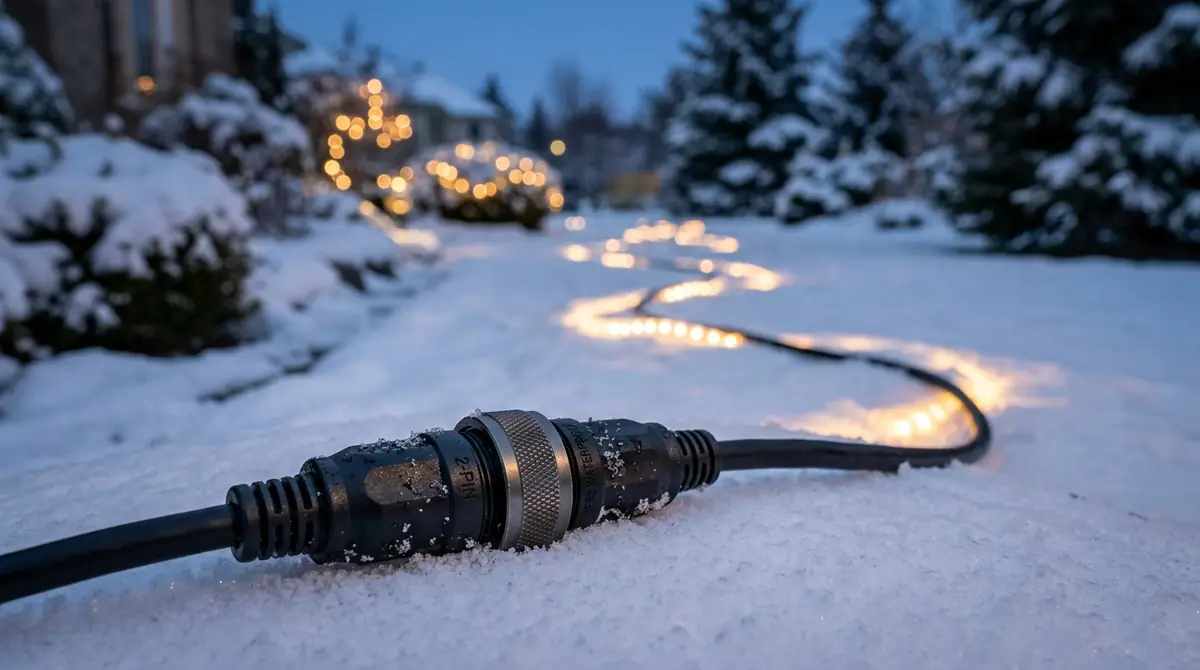 Lighting connector joined on lawn