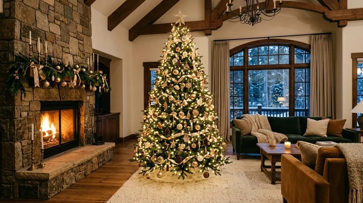 Living room with christmas tree