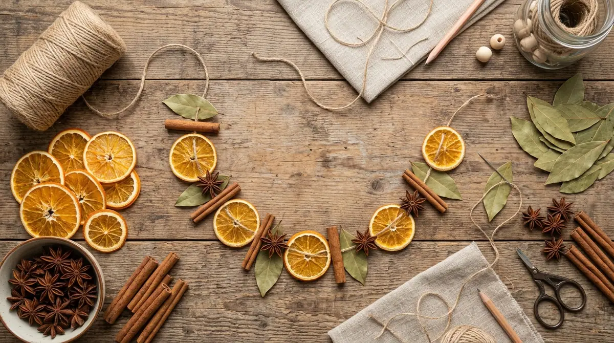 Making rustic aromatic garland