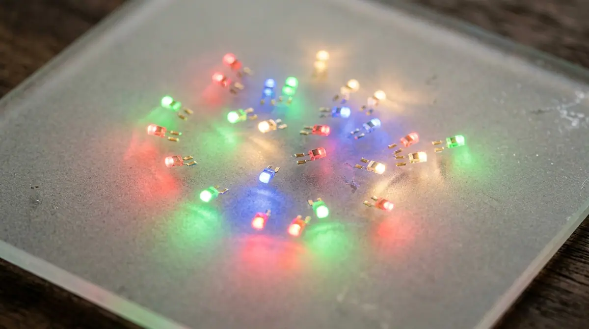 Micro leds resting on glass