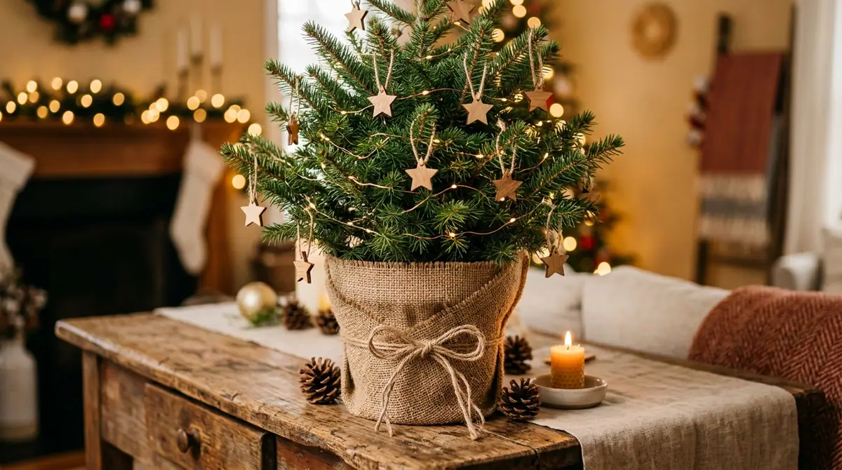 Mini fir tree decorated