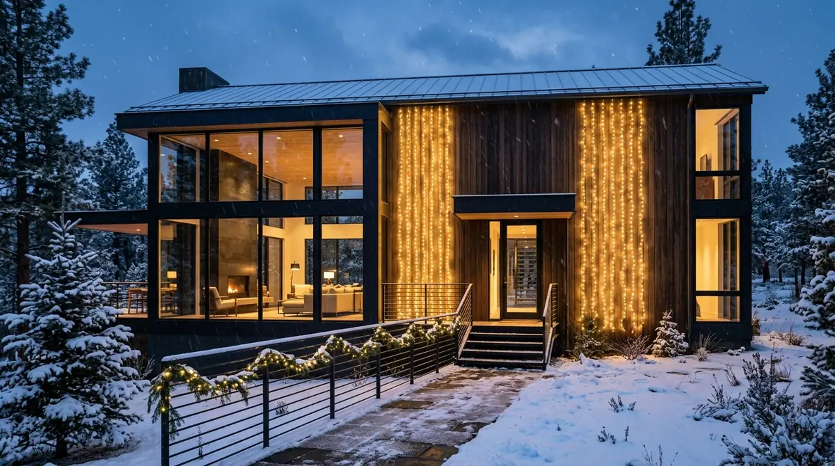 Modern home with light curtains