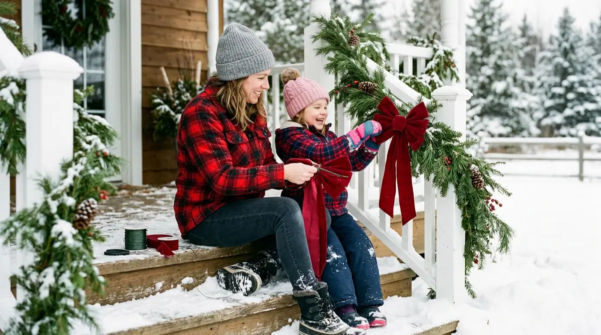 Mother and daughter decorating p