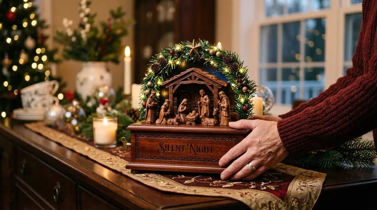 Mother placing music box