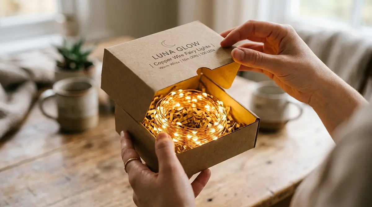 Opening box with fairy lights