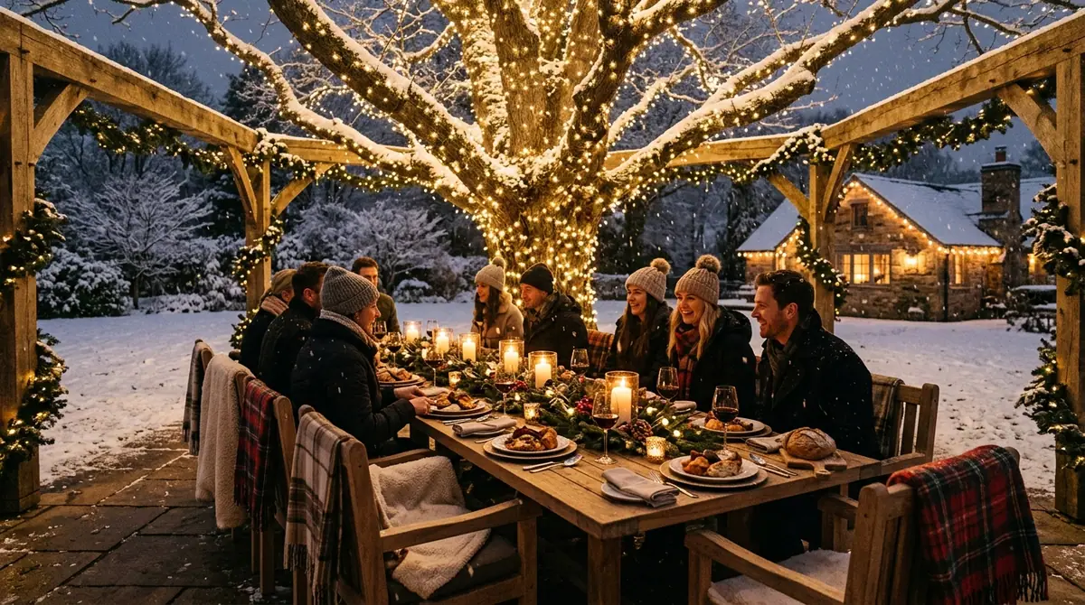 Outdoor winter dining table set