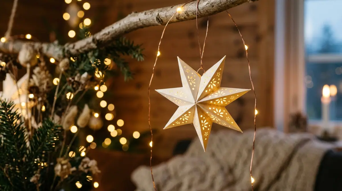 Paper star lantern glowing light