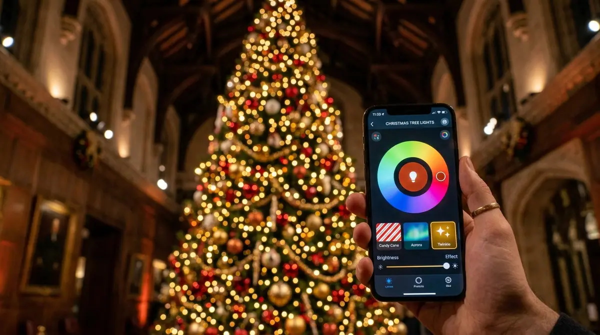 Person controlling smart christm