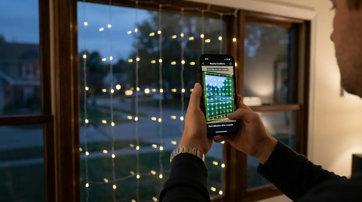 Person mapping smart curtain lights