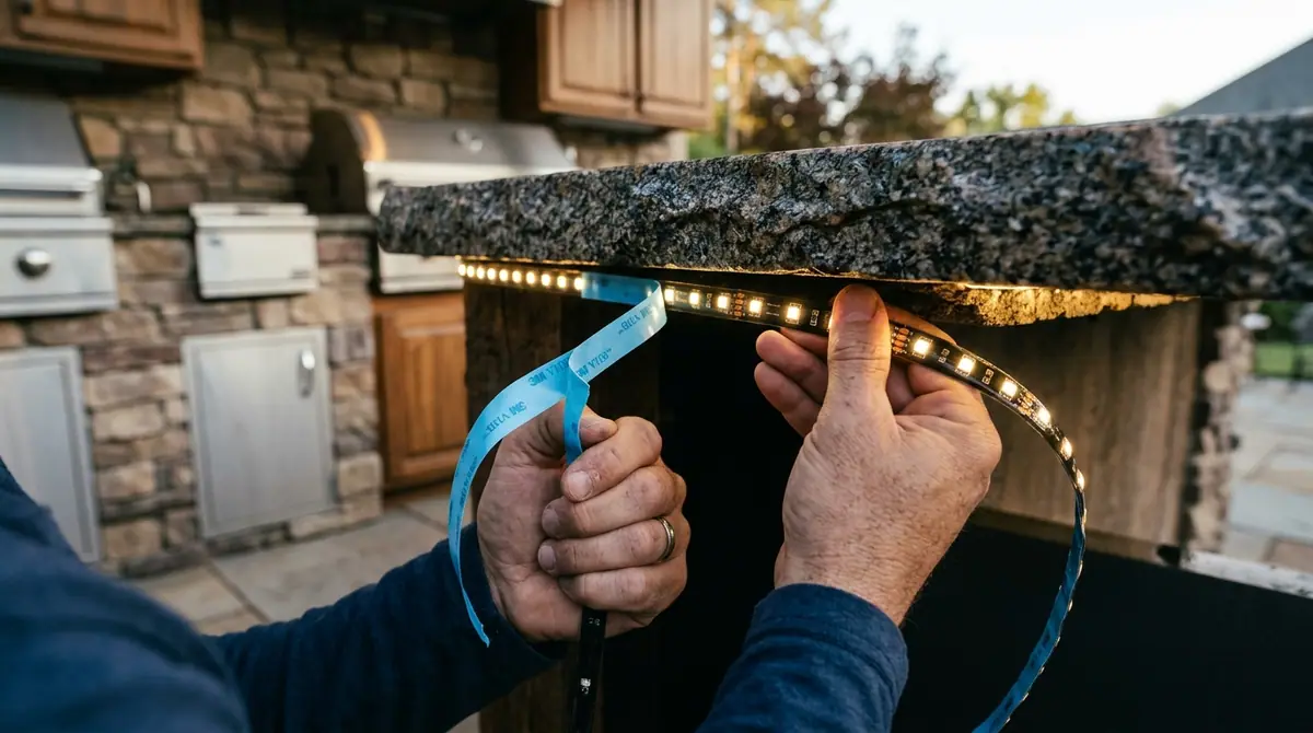 Person mounting led light strip