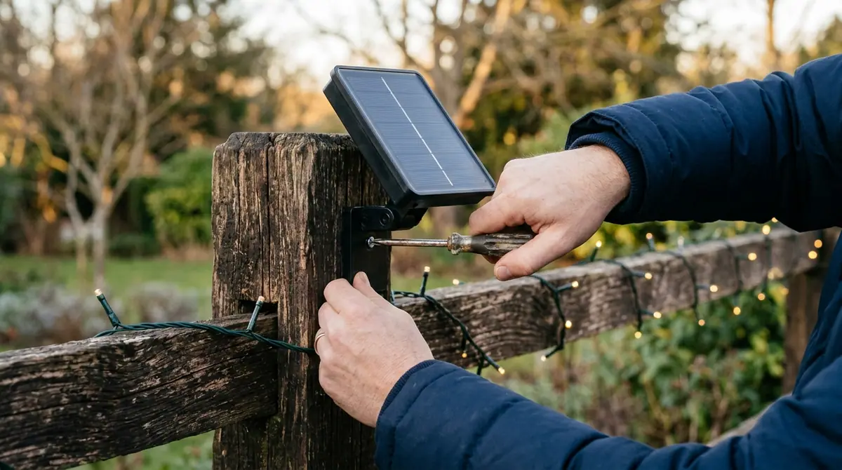 Person mounting solar light bracket