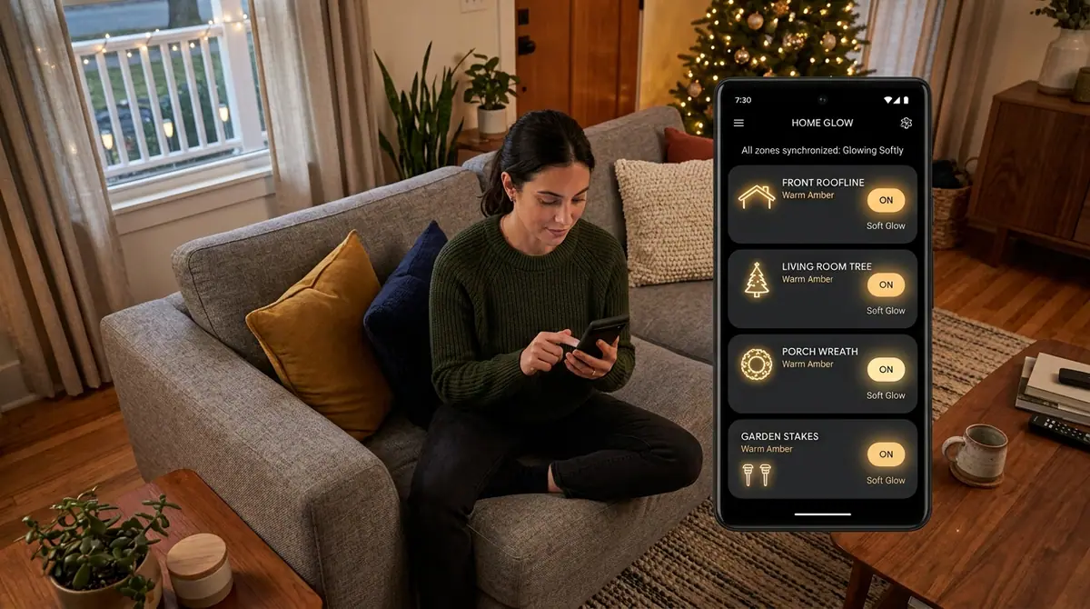 Person viewing smartphone light