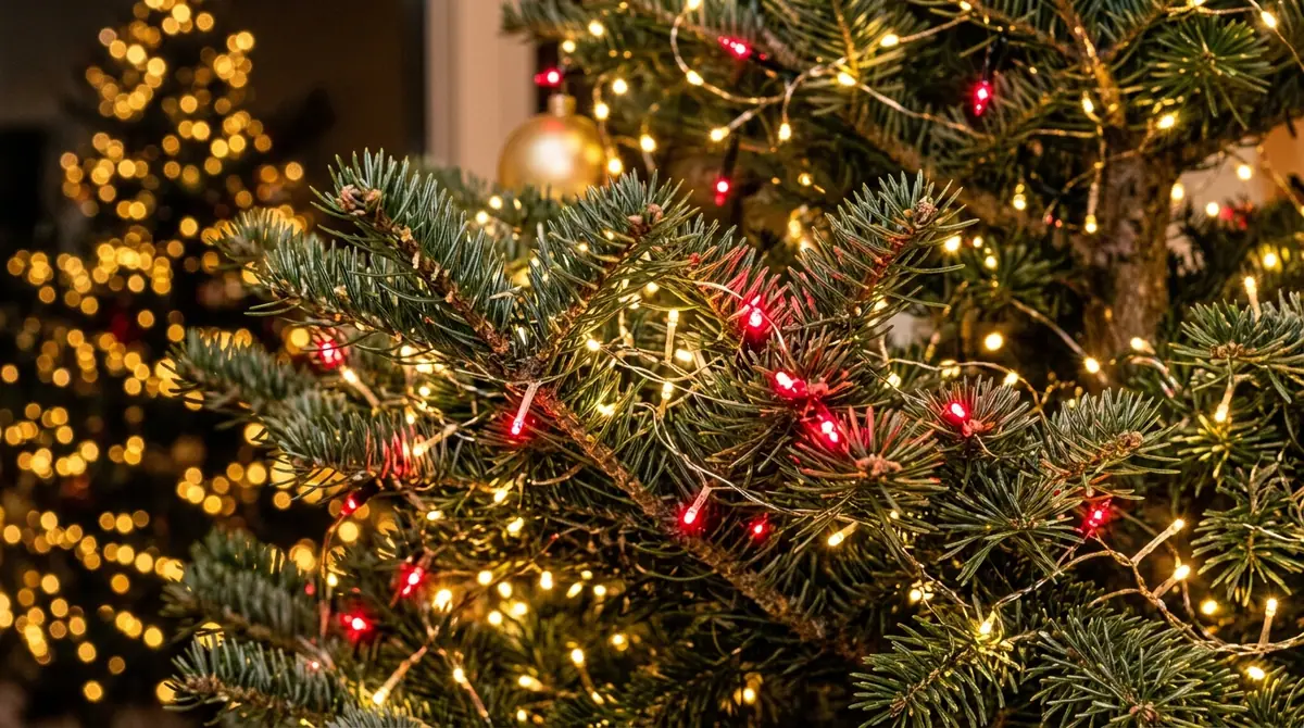 Pine branches on christmas tree