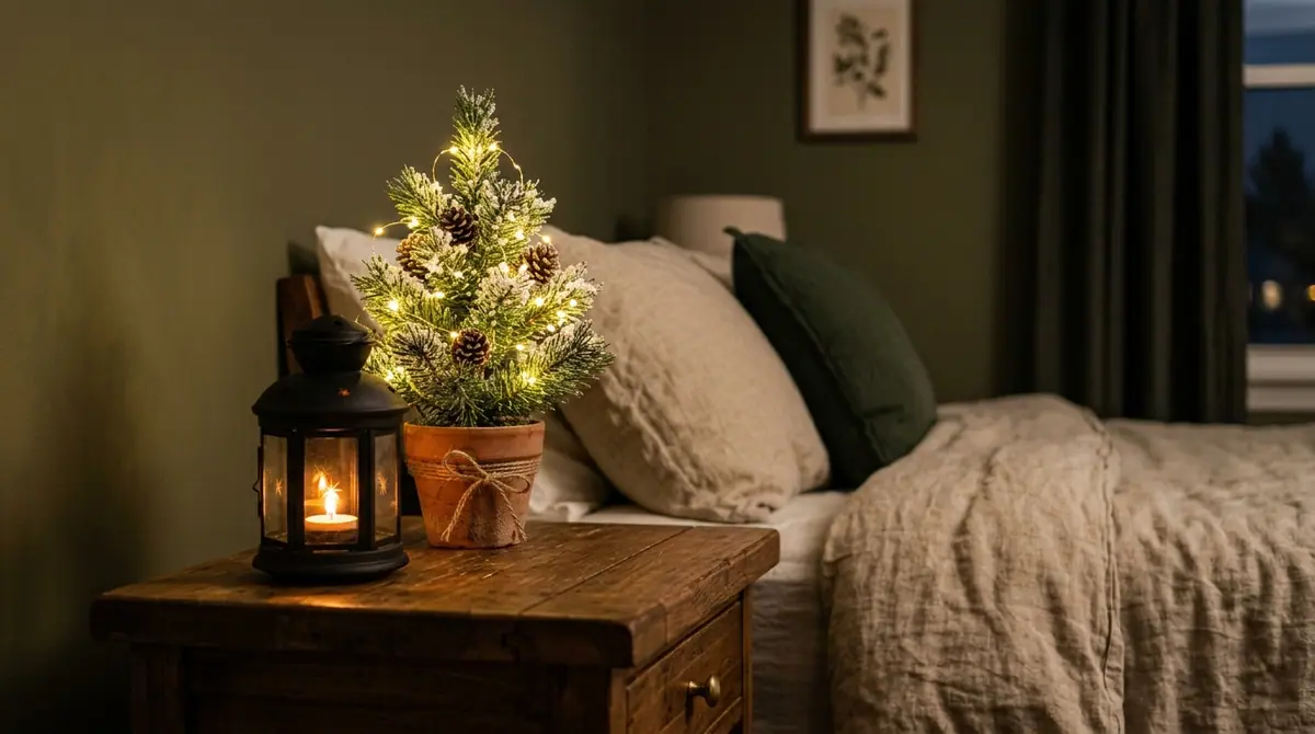 Pine tree and lantern on