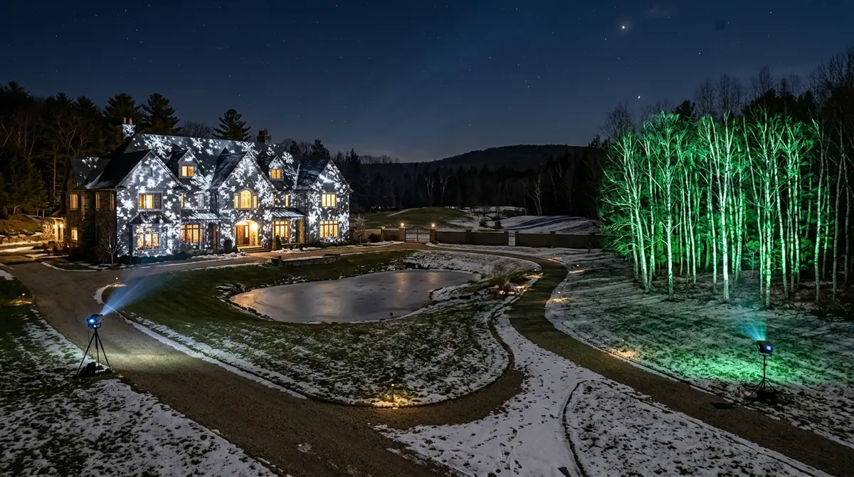 Projectors illuminating estate p