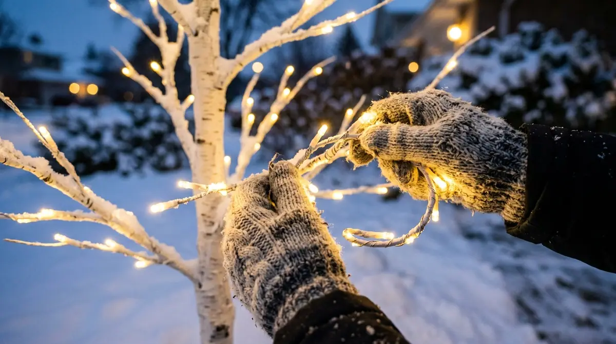 Shaping led birch tree branches