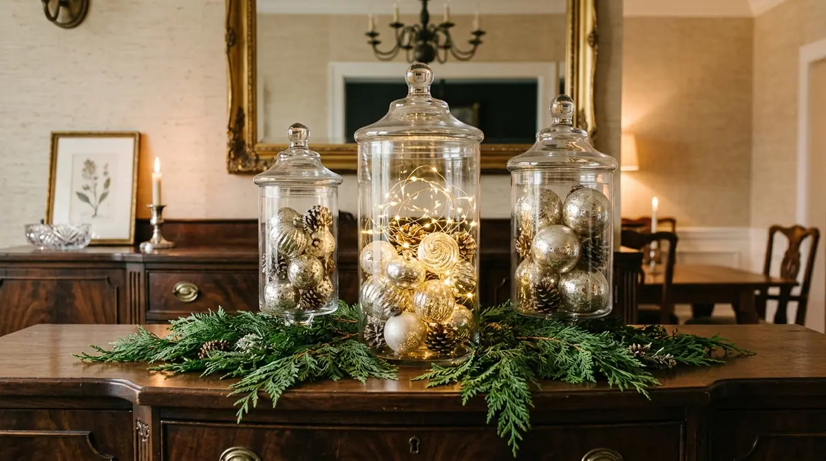 Sideboard decorated with holiday