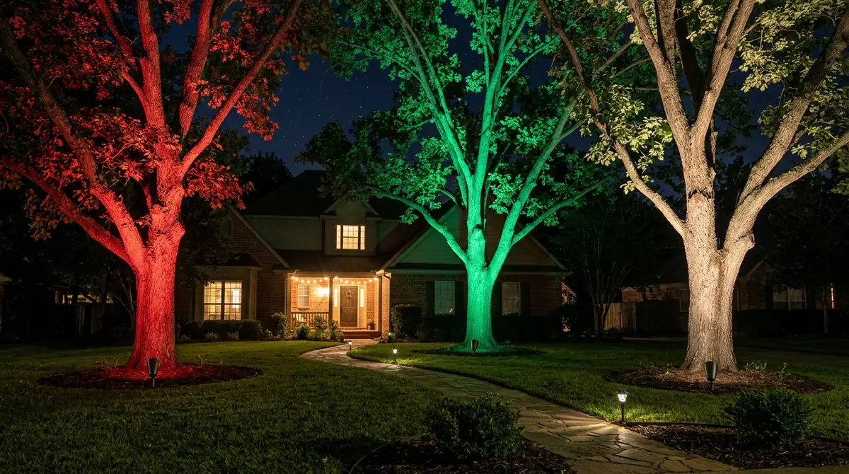 Smart lights illuminate oak trees