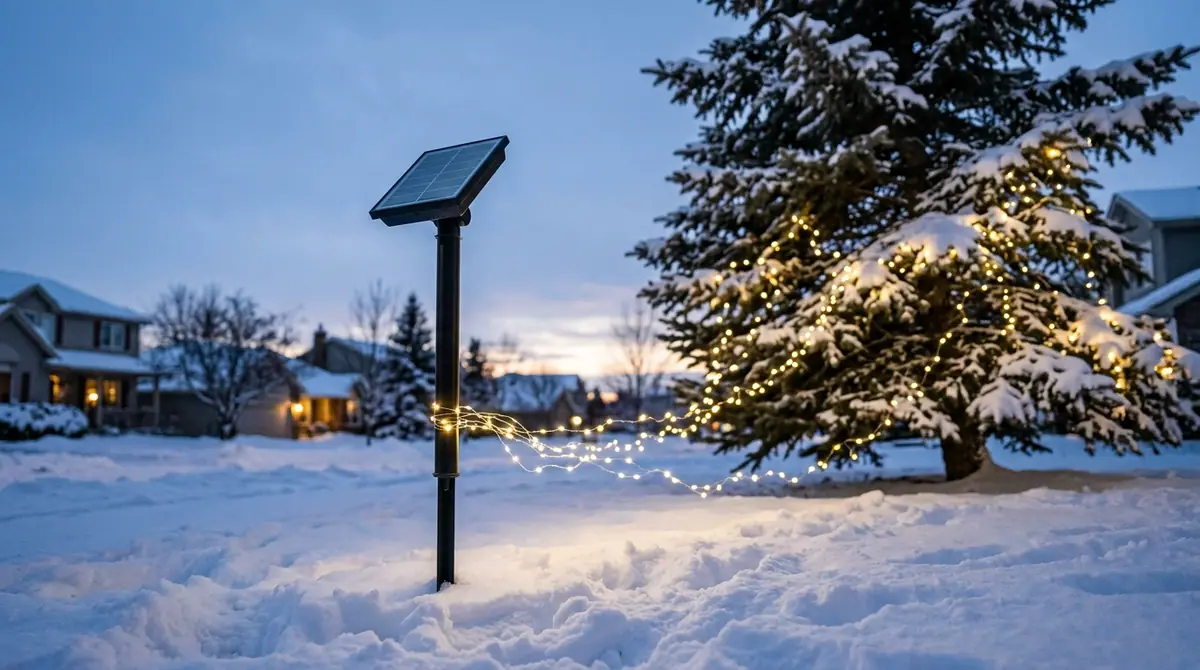 Solar panel stake in snow