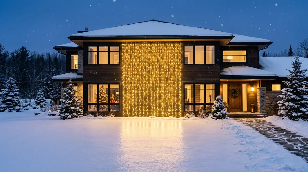 Two story home with led lights