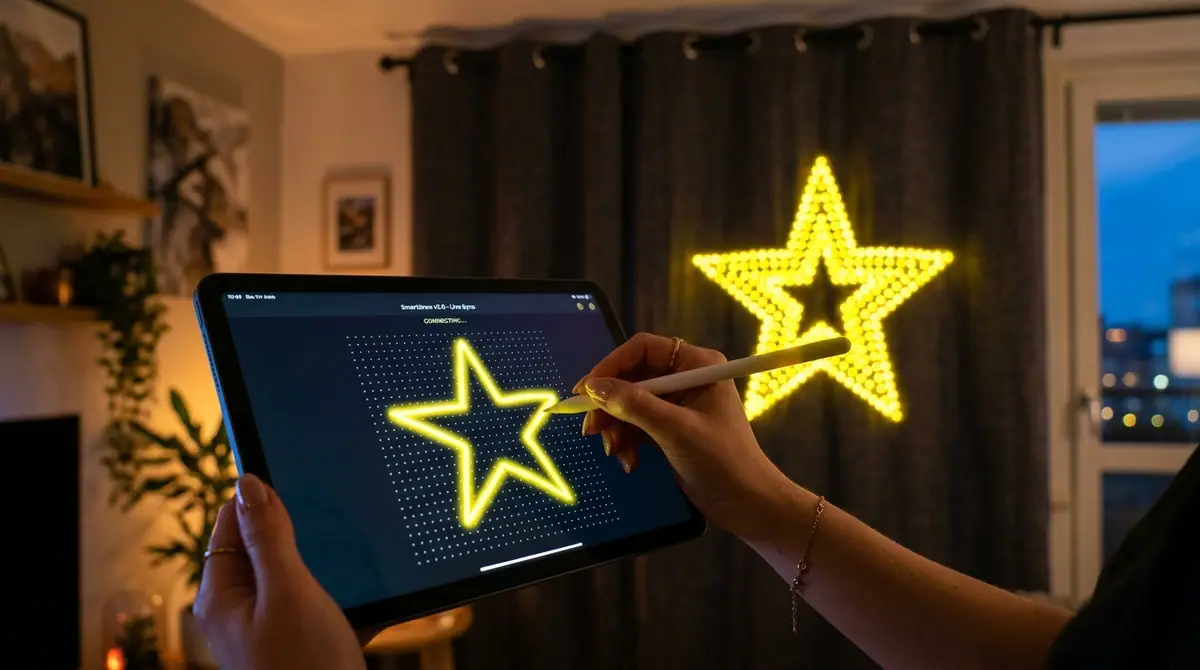 User drawing star on tablet